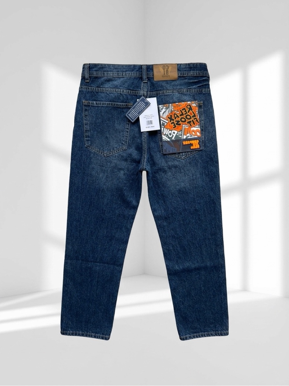Relaxed Loose-Fit Men’s Jeans in Stonewash Blue by CO 81 Company 34 x 32 MSRP$98